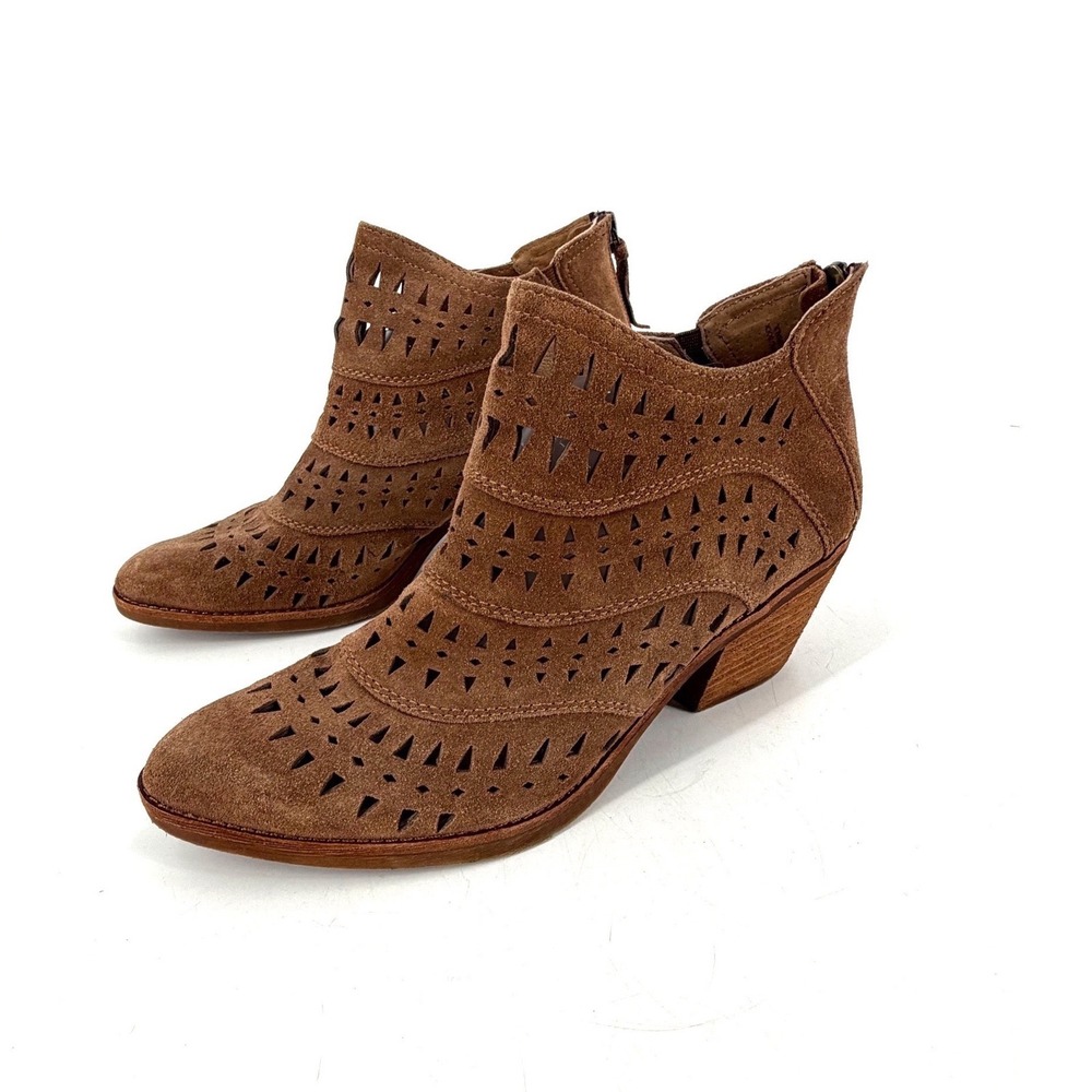 Sofft Westwood II Boots Womens 8.5 Brown Leather Perforated Western Boho